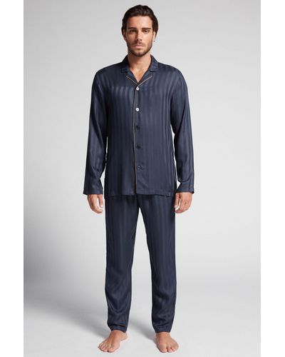 Intimissimi Pyjama Long en Toile de Modal - Bleu