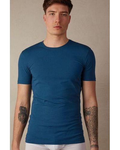 Intimissimi T-shirt en coton supima® élasticisé - Bleu