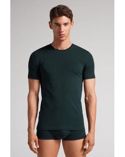 Intimissimi T-shirt in Cotone Superior Elasticizzato - Verde