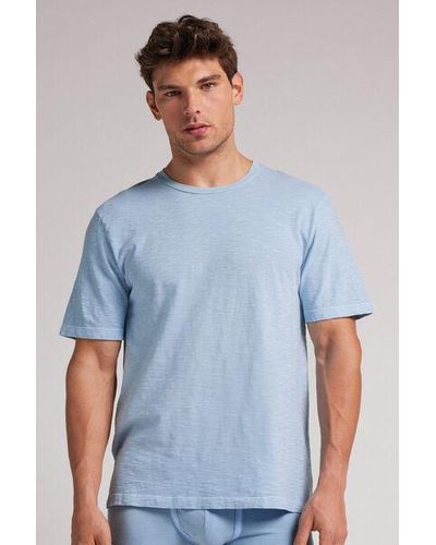 Intimissimi T-shirt Washed Collection in Jersey di Cotone Fiammato - Blu
