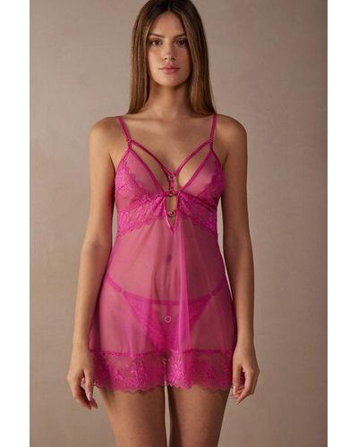Intimissimi Babydoll in Tulle e Pizzo Fearless Femininity - Rosso