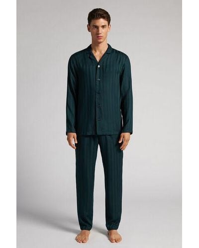 Intimissimi Pyjama Long en Toile de Modal - Bleu
