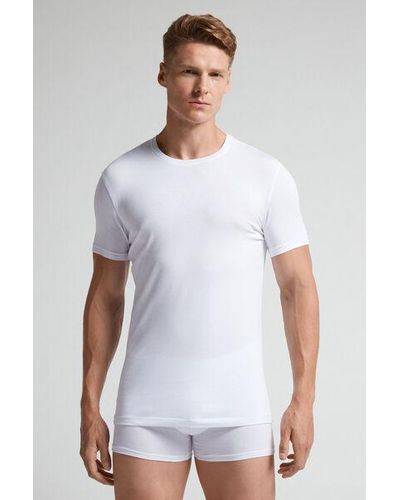 Intimissimi T-shirt in Cotone Superior Elasticizzato - Bianco
