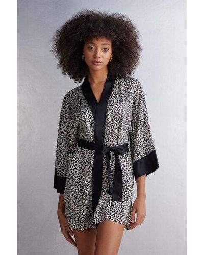 Intimissimi Kimono in Raso di Viscosa Your Wild Side - Grigio