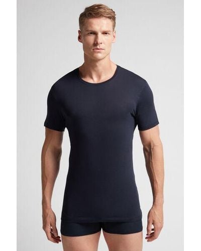 Intimissimi T-Shirt in Cotone Superior Extrafine - Blu