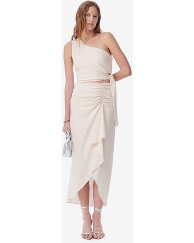 IRO Ectra Gathered Midi Wrap Skirt - Natural