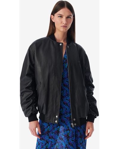 IRO BOMBER OVERSIZE EN CUIR KEREM - Bleu