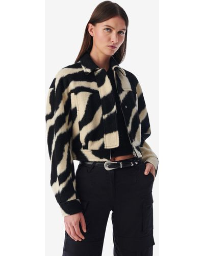 IRO Eraki Zebra Patterned Cropped Jacket - Black