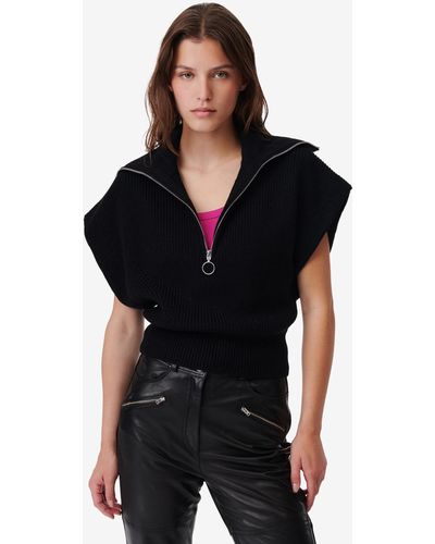 IRO Avona Zippered-collar Sweater - Black