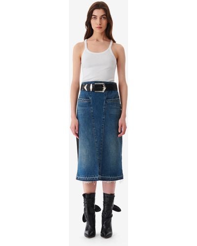 IRO Lamy Faded Denim Midi Skirt - Blue