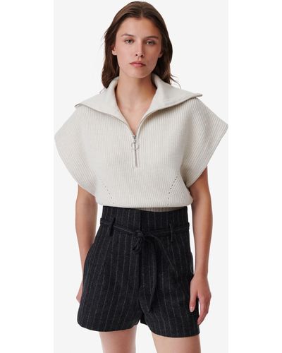 IRO Avona Zippered-collar Sweater - White