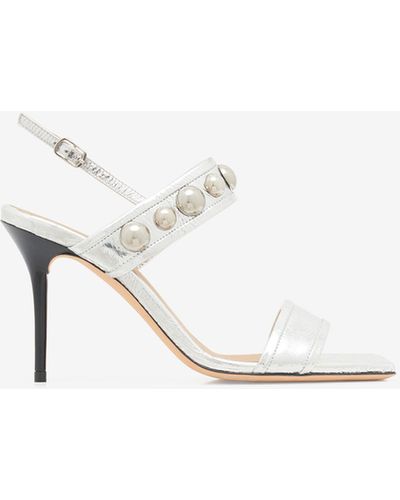 IRO Chlorite Silver High-heeled Leather Sandals - White