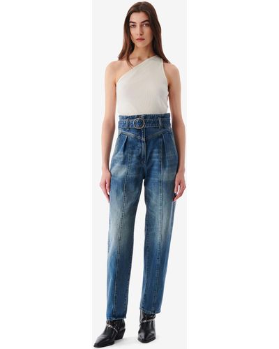 IRO Indio Belted Carrot Cut Jeans - Blue