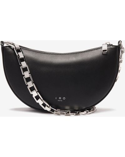 IRO Arc Clutch Leather Bag With Chain - Black