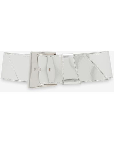 IRO Ara Mirror Oversized Belt In Silver-toned Leather - White