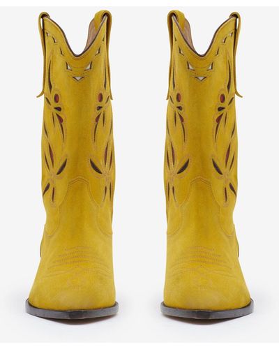 Isabel Marant Cowboy Boots Duerto Aus Veloursleder - Gelb