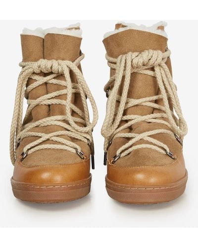 Isabel Marant Chaussures Compensées En Shearling "nowles" 70mm - Marron