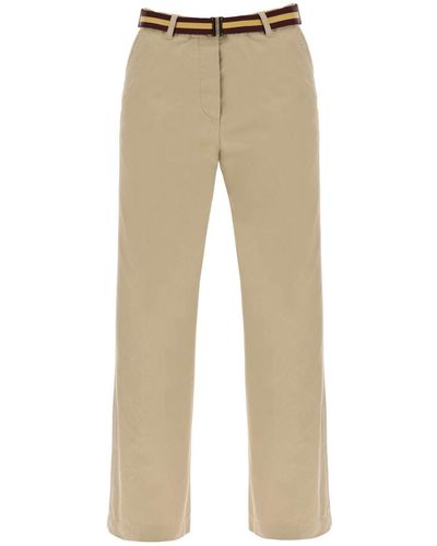 Dries Van Noten Belted Straight Leg Trousers - Natural