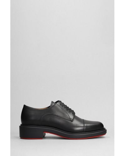 Christian Louboutin Urbino Lace Up Shoes In Black Leather - Grey