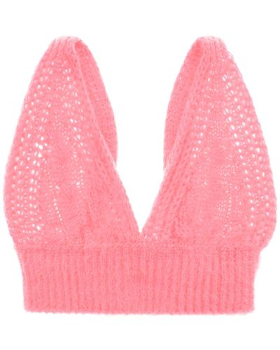 MSGM Mohair Bralette Top - Pink