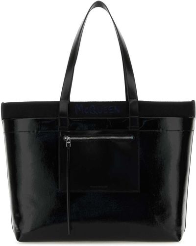 Alexander McQueen Canvas Shopping Bag - Black