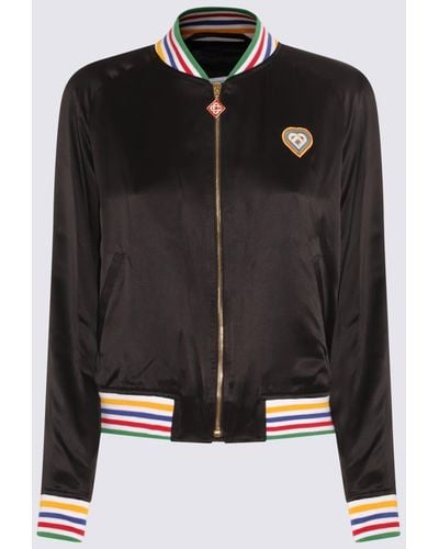 Casablancabrand And Multicolor Silk Souvenir Casual Jacket - Black