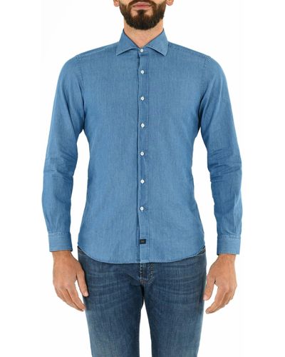 Fay French Collar Shirt - Blue