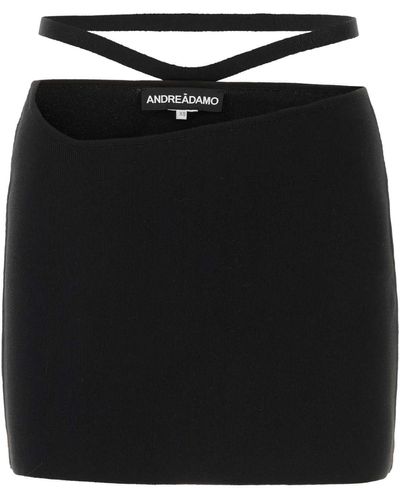 ANDREADAMO Stretch Viscose Blend Mini Skirt - Black