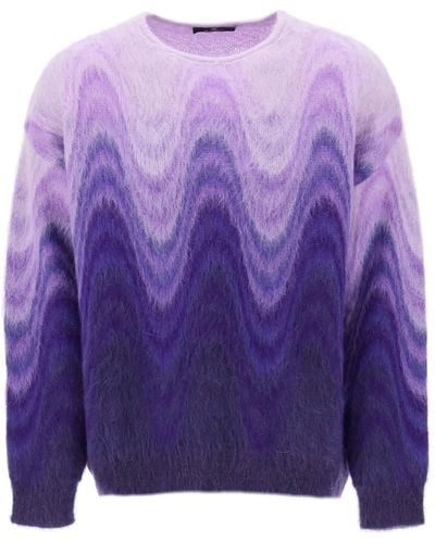 Etro Sweater In Gradient Brushed Mohair Wool - Purple