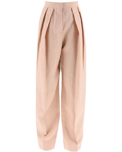 Stella McCartney Trousers With Front Pleats - Natural