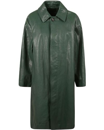 Burberry Concealed Long Coat - Green