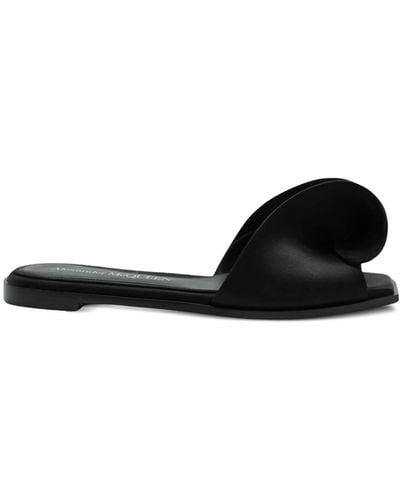 Alexander McQueen Crepe Flat Sandals - Black