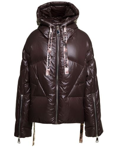 Khrisjoy 'Puff Khris Iconic' Oversized Down Jacket With Hood - Brown