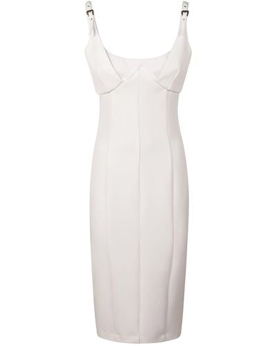Versace Cady Bistretch Rear Zip Dress - White