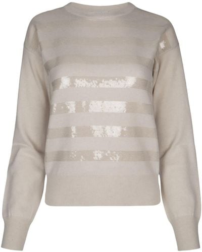 Brunello Cucinelli Sequin Sweater - White