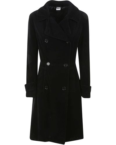 Aspesi Double-Breasted Velvet Coat - Black