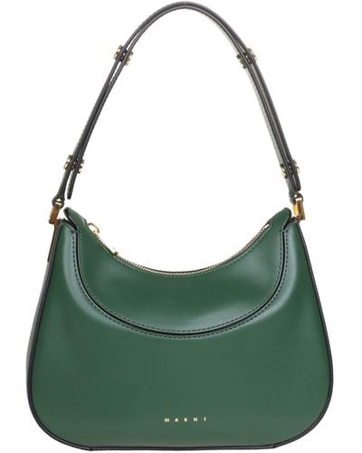 Marni Milano Mini Leather Hobo Bag - Green