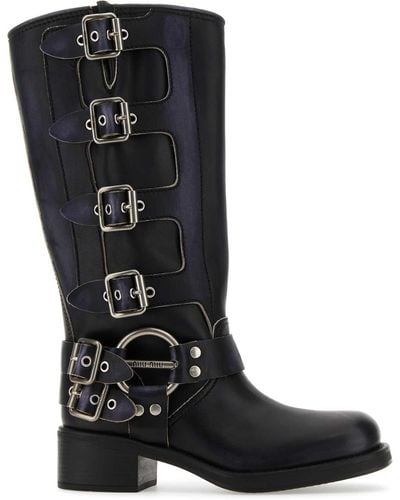Miu Miu Leather Boots - Black