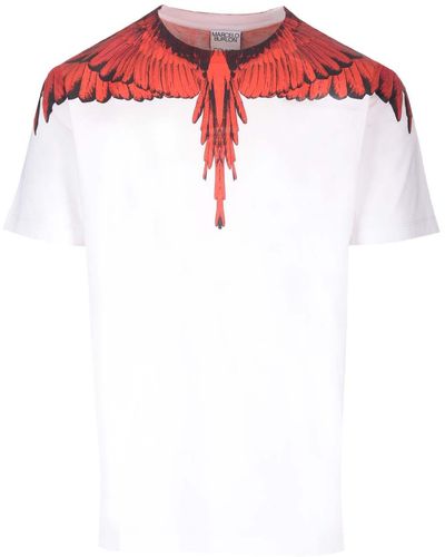 Marcelo Burlon White T-shirt With Wings Printed - Red