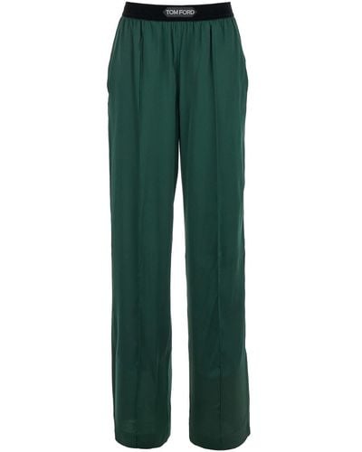 Tom Ford Relaxed Trousers With Logo Detail - Green