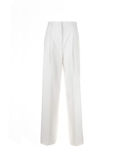 Marella High-Waisted Chalk Pants - White