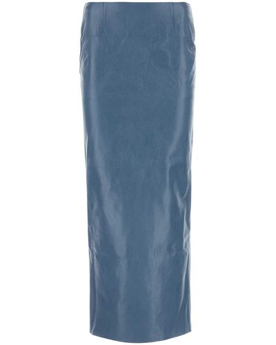 Marni Cerulean Leather Skirt - Blue