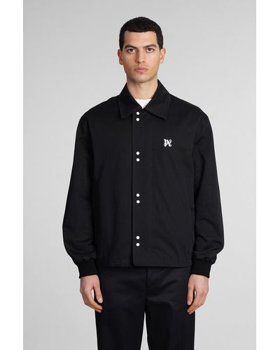 Palm Angels Casual Jacket In Black Cotton - Blue