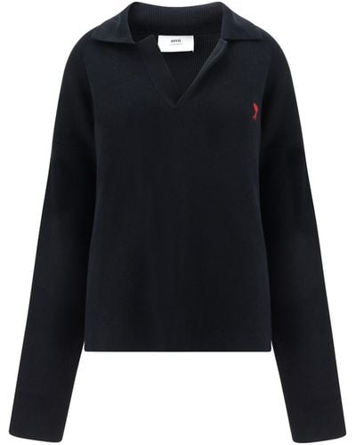 Ami Paris Ami-De-Coeur-Motif Sweater - Black