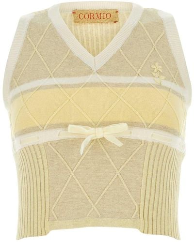 Cormio Embroidered Wool Blend Mary Vest - Yellow