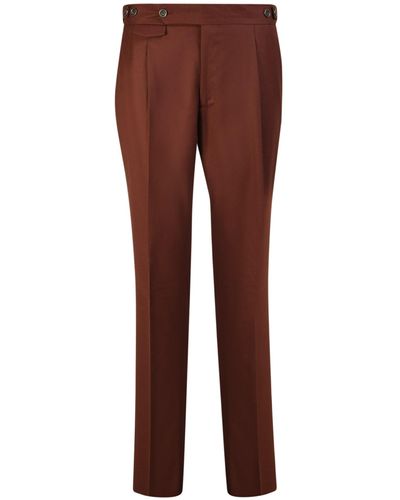 Lardini Stretch Wool Pants Bordeaux - Brown