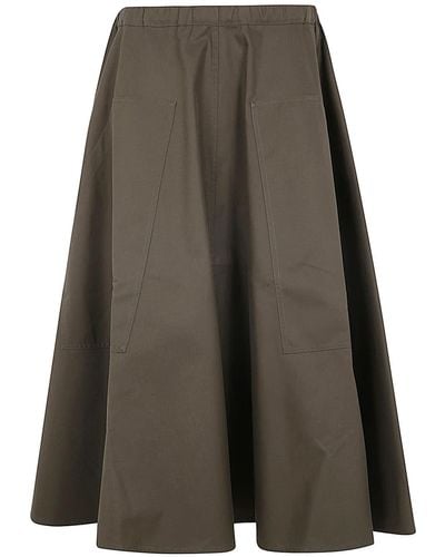 Sofie D'Hoore Wide Midi Skirt With Big Patched Pockets - Brown