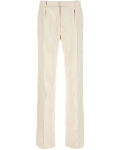 Saint Laurent Silk Tuxedo-Style Trousers - Natural