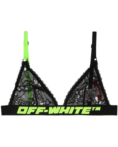 Off-White c/o Virgil Abloh Logo Lace Bra - Women - Green