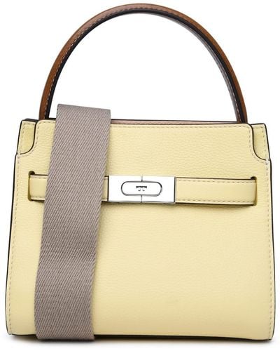 Tory Burch Lee Radziwill Pebbled Petite Double Tote Bag - Natural